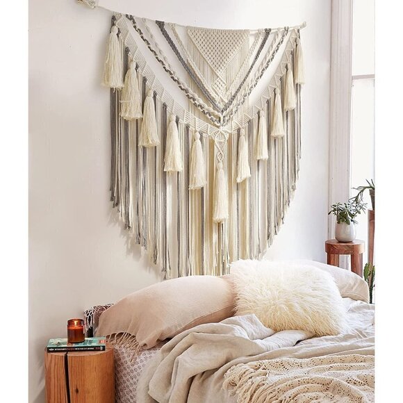 𝅺🆕 Macrame Wall Hanging Boho Crochet Art Bohemian Chic Wall Decor NWT👑 - Picture 2 of 7